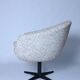 Fauteuil pivotant, tissu bouclé rouge et orange, années 1970