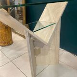 Travertine and glass console Italy 70