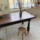 19th-century castle table, carved solid oak, 190cm.