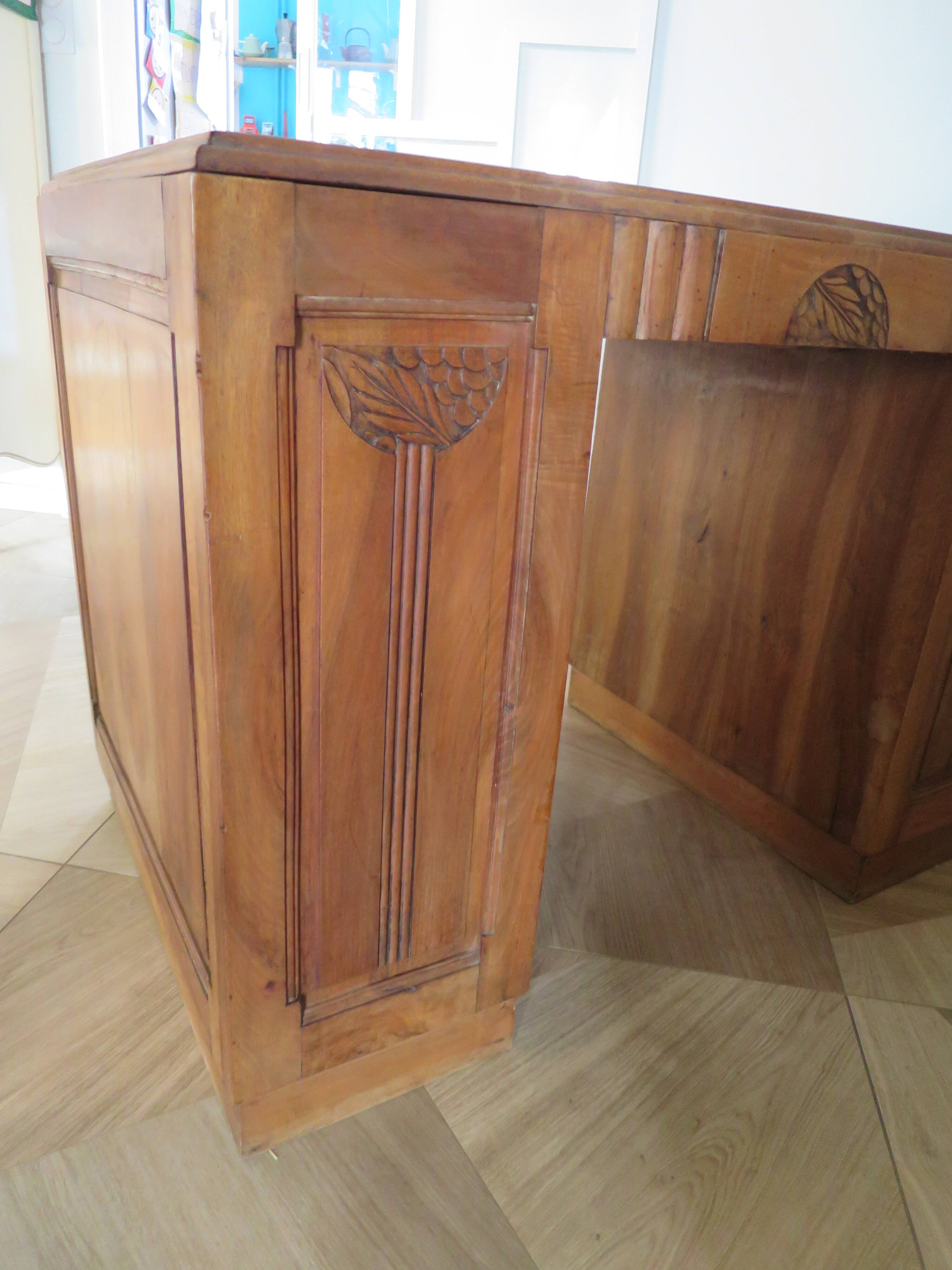 Vintage Art Deco schoolmaster's desk - double-sided - solid wood - 1940s/50s