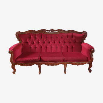 Canapé rouge 3 places de style baroque