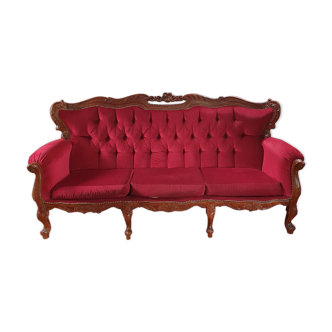 3-seater red sofa in baroque style