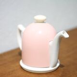 Vintage teapot, porcelain teapot and metal hat, teapot, kettle, infusion, kitchen