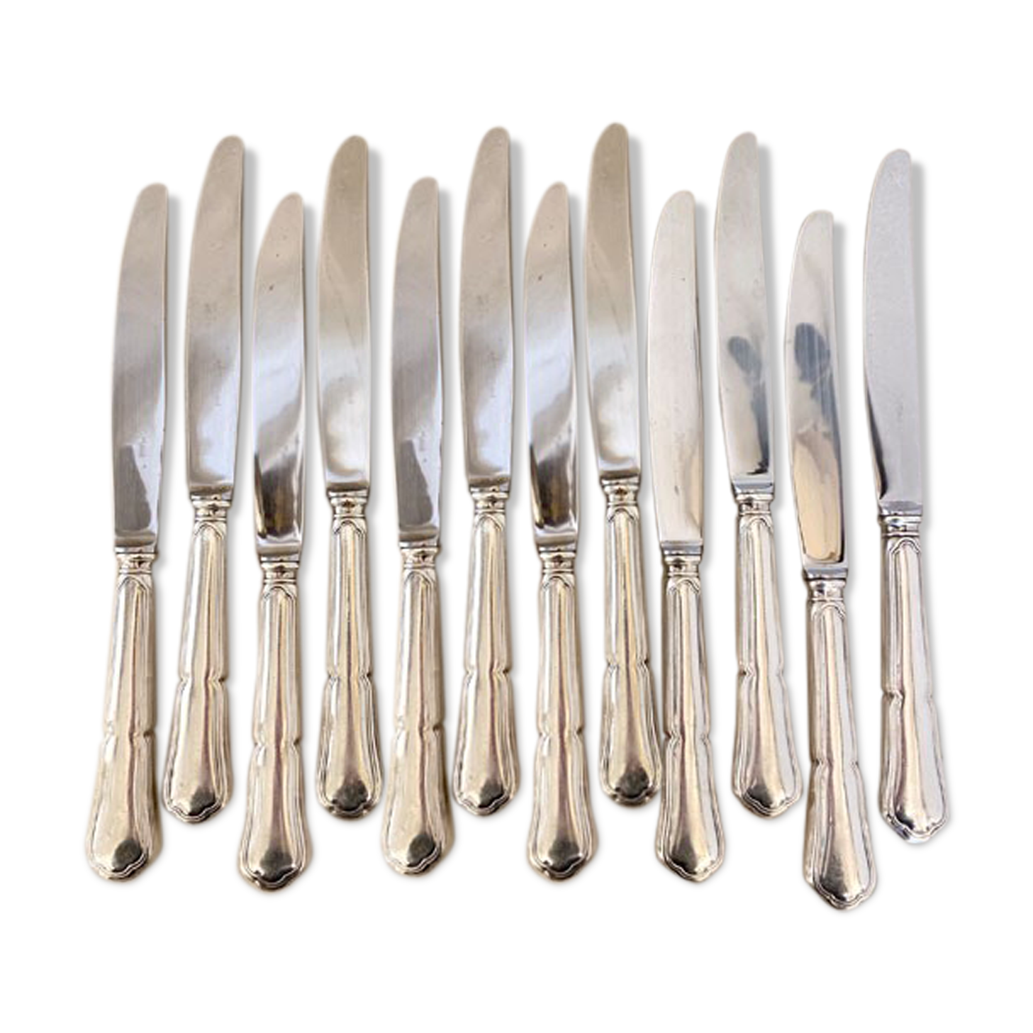 Series of 12 old knives, silver metal