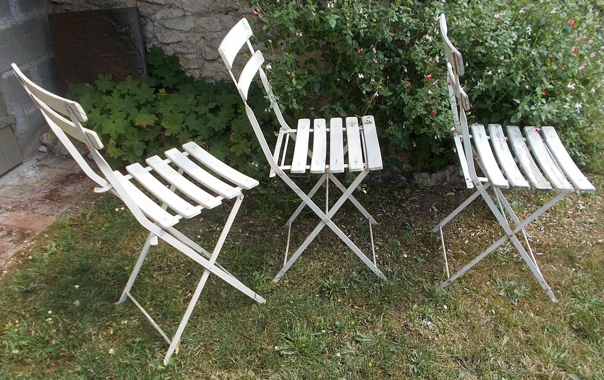 Set of 3 folding garden chairs