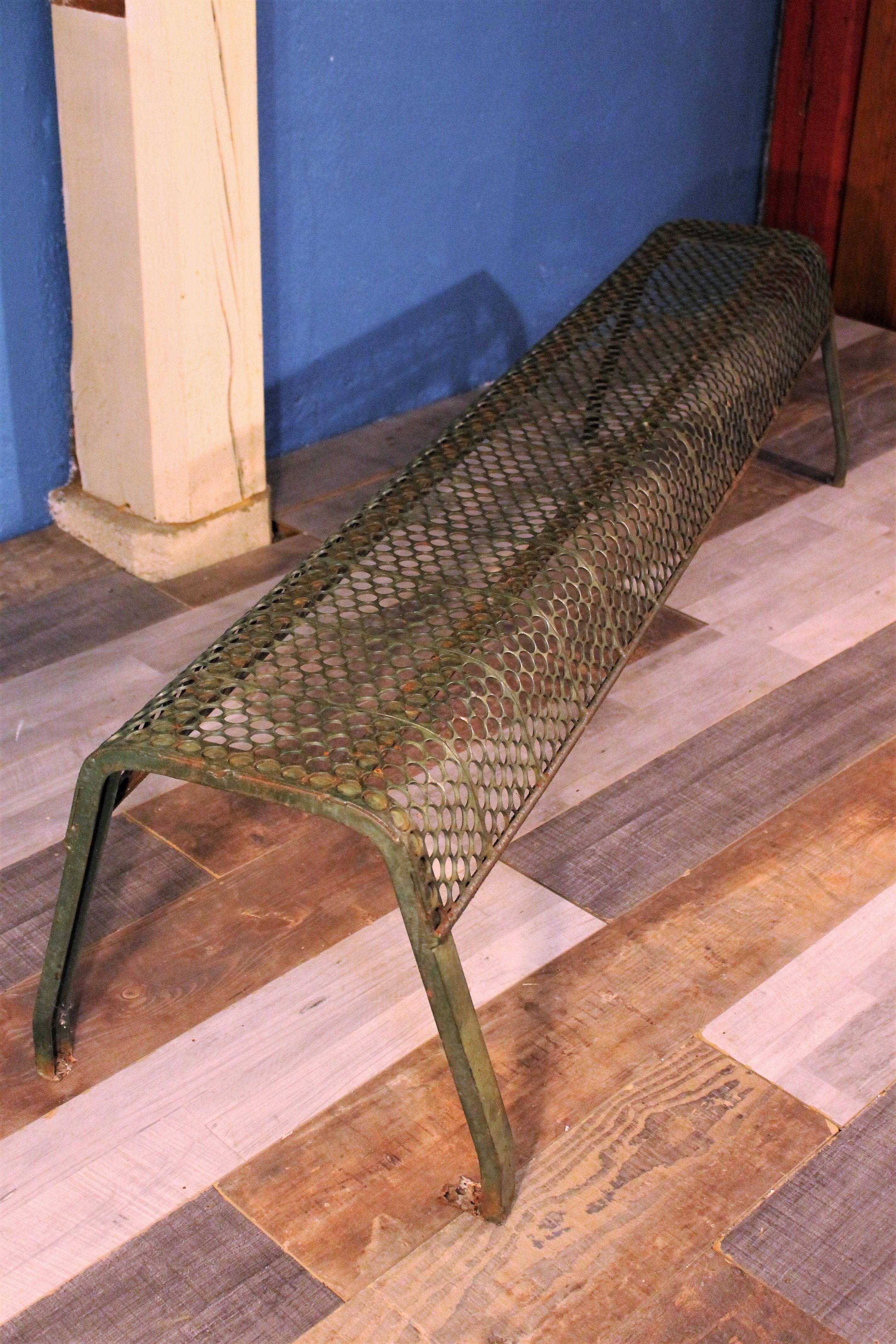 1950s perforated metal bench