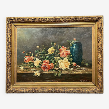 Raoul Delbové. Nature morte aux roses.