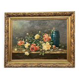 Raoul Delbové. Still life with roses.