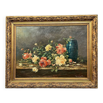 Raoul Delbové. Nature morte aux roses.