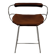 Contemporary sculptural bar stool c. Silvered Aged Steel Backrest and Cognac Leather