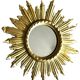 golden wooden sun mirror - 48 cm