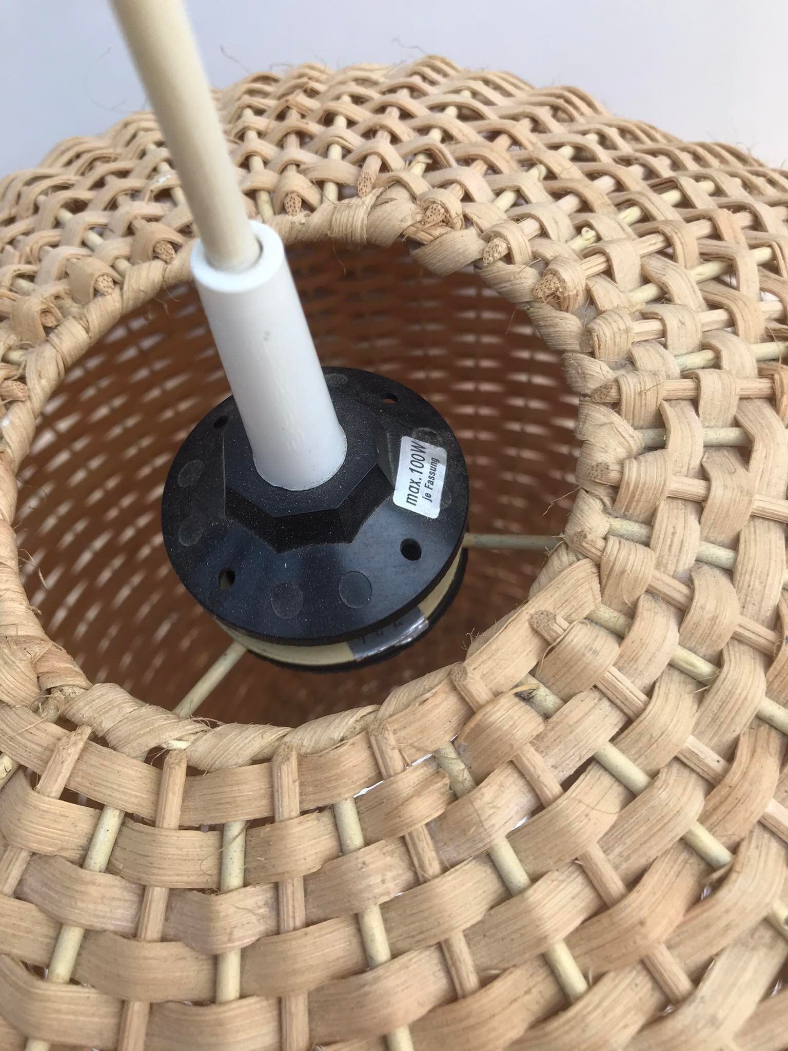 Hanging woven rattan lamp from the 1960s by Jansen Leuchten