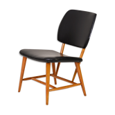 Scandinavian vintage black leather chair