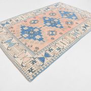 6x10 Salmon & Blue Comtemporary Vintage Rug, 194x297Cm