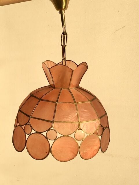 Pair of mother-of-pearl and brass suspensions