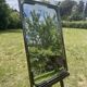 Vintage rectangular wall mirror in tubular metal and brass, 1970s/1980s.