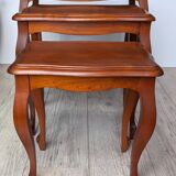 Set of 3 nesting tables - Louis XV style - cherry wood - parquet pattern marquetry decor (parquetry)
