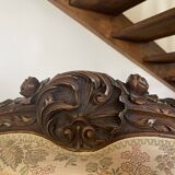 Sofa set + 2 armchairs in solid oak carved in Louis XVI style
