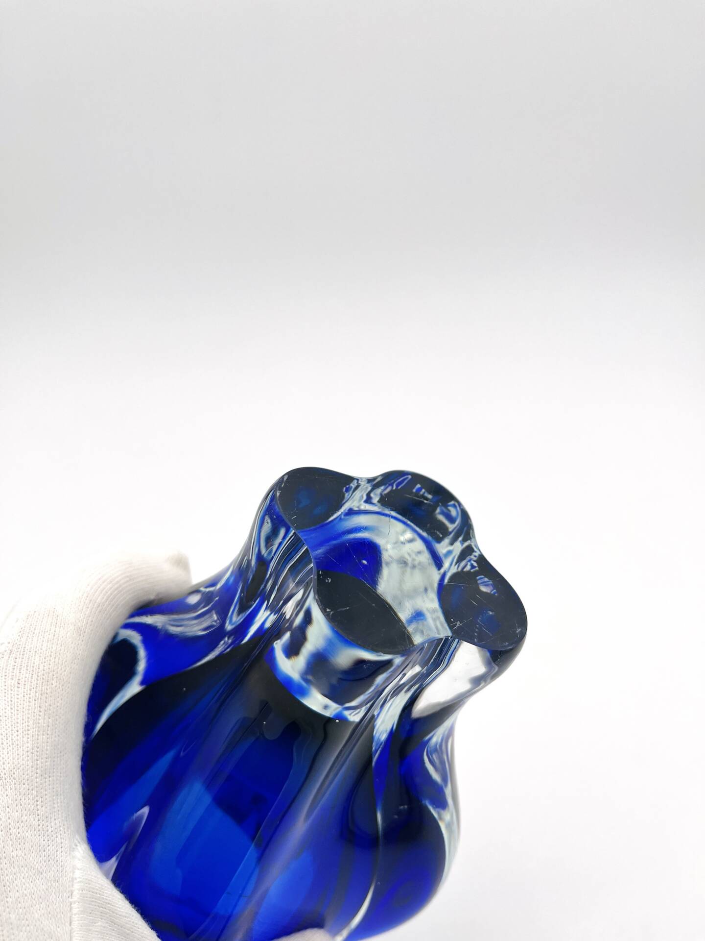 Vase Josef Hospodka Chribska Bohemia Cobalt Blue Glass 1960