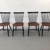 Swedish Teak Chairs by S. E. Fryklund for Hagafors, 1960s, Set of 4