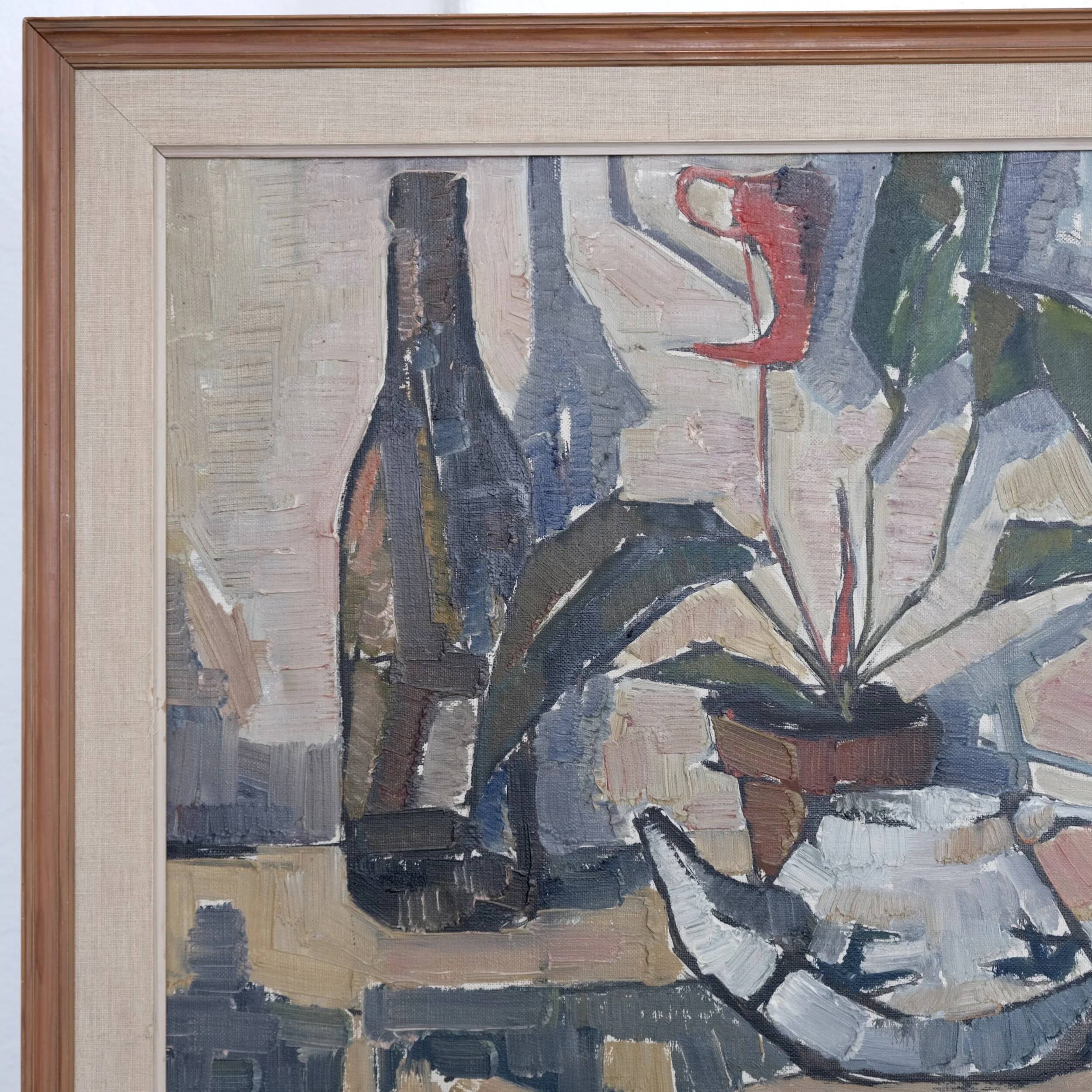 Sven-Olof Hamlet nature morte peinture à l'huile avec plante | 1959
