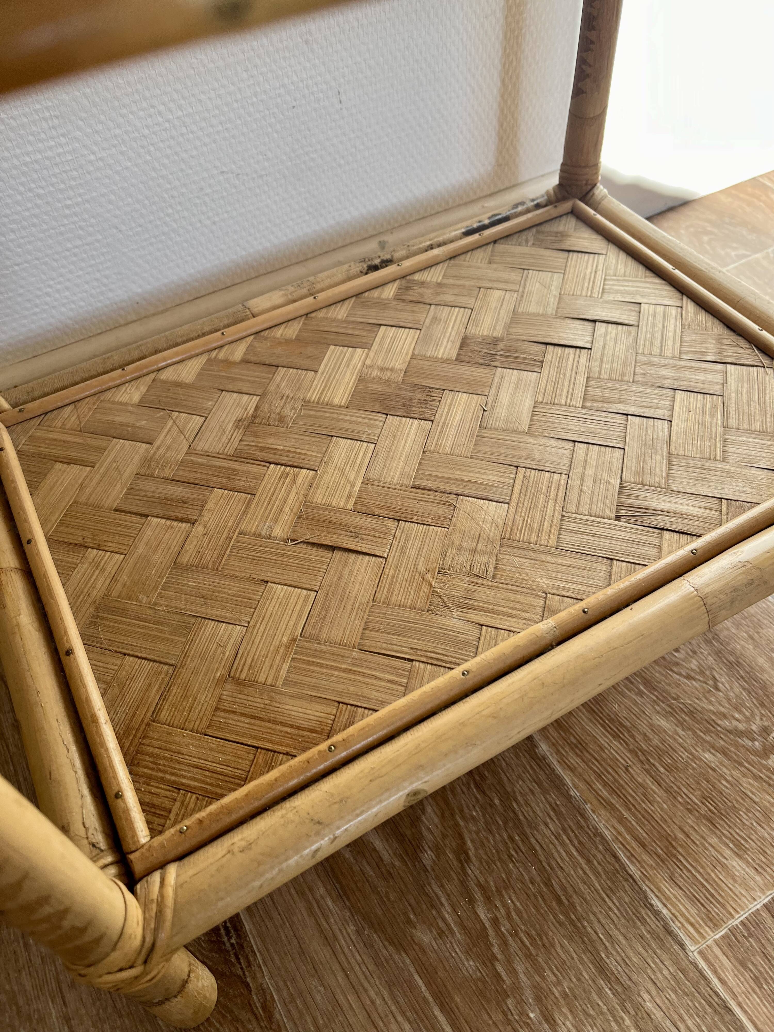 Vintage bamboo bedside table