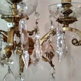 3 Bronze and crystal light wall sconce, late 19th century