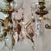 3 Bronze and crystal light wall sconce, late 19th century