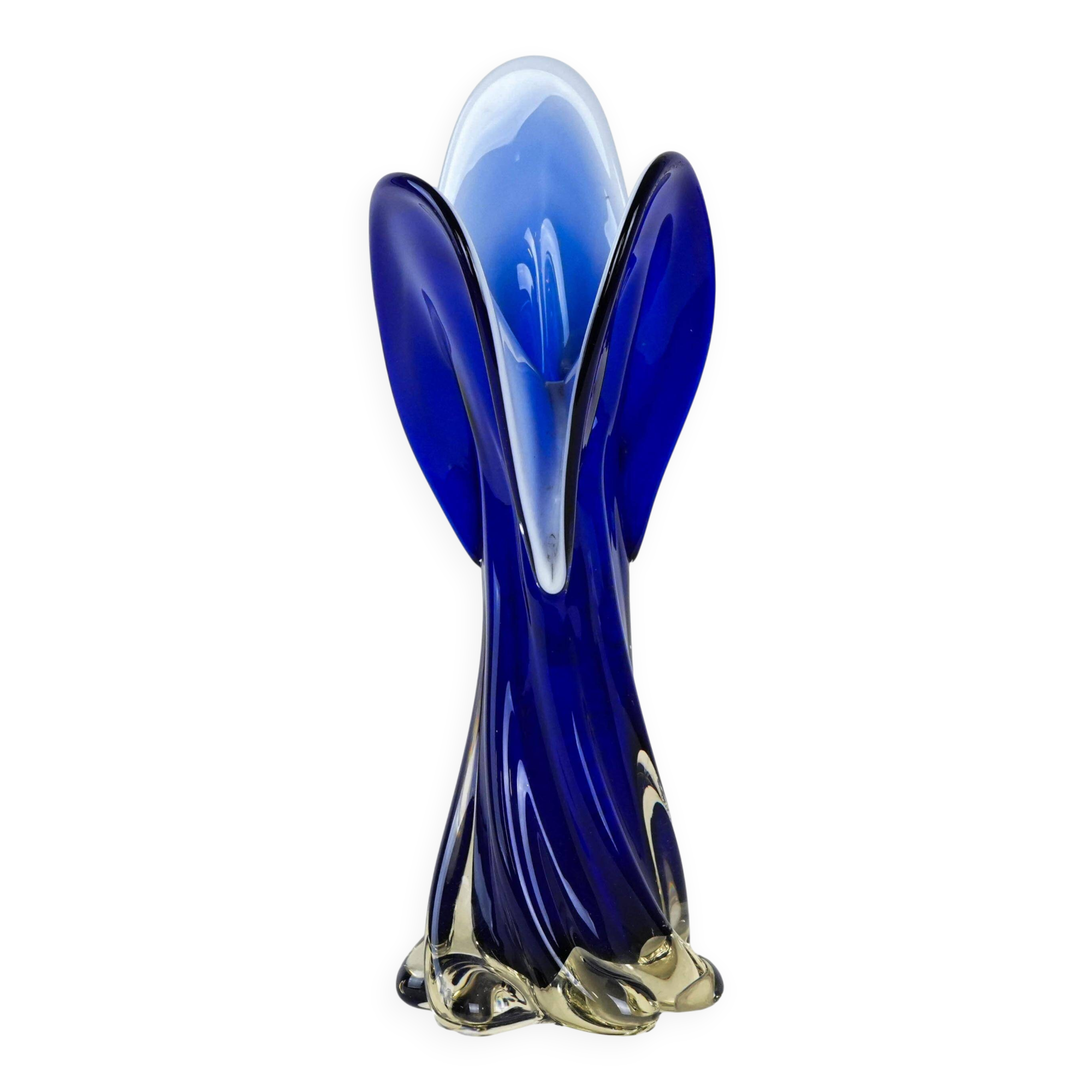 Cobalt vase, Murano glass, Italian design, 1960s, made in Italy