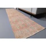 Vintage Turkish Oushak Handmade Wool Cotton Orange Runner 70x318