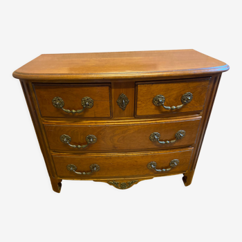 Commode de style Louis XIV en merisier, 4 tiroirs. Parfait état.