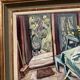 Oil on panel by Swedish artist – "Interior with figure" by Olle Nordberg (1905–1986) – 1944 – vintage and framed – 40×46 cm (15.7"×18.1")
