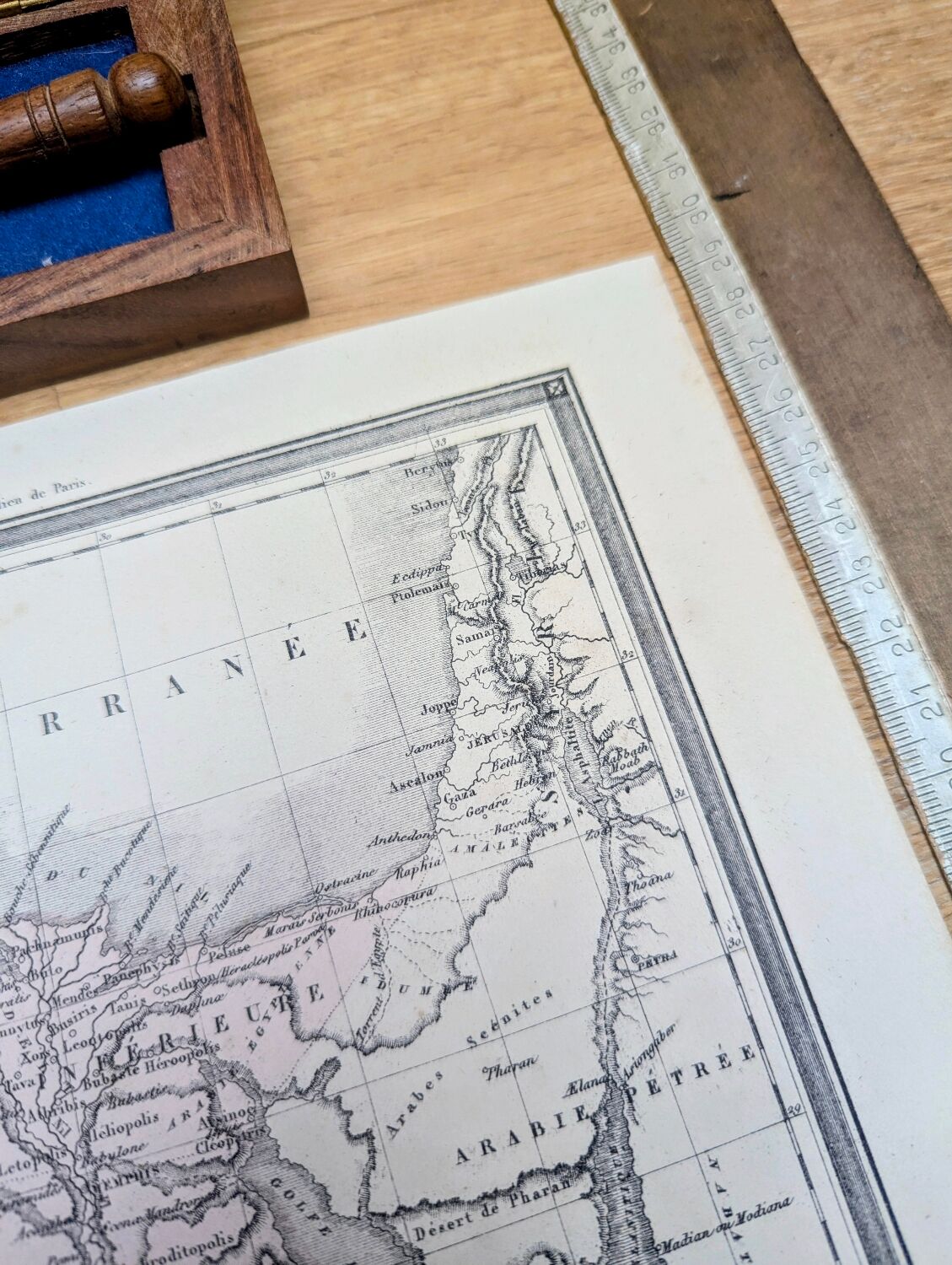 Ancient Egypt, original map printed in 1852.