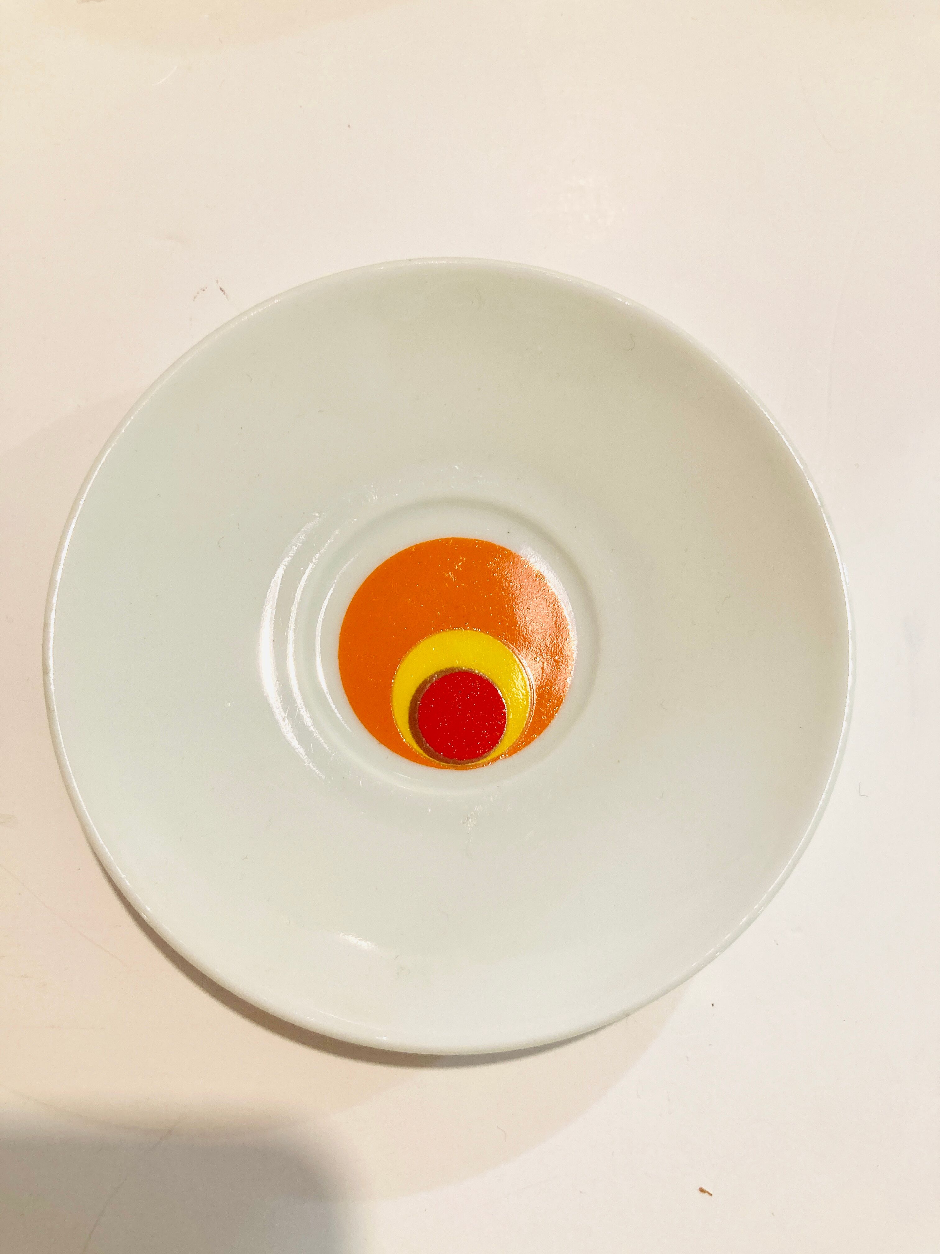 Set 6 cups patterned circles of the 70s Amap Italy- vintage-retro-pop-kitchen