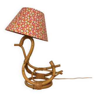 Vintage swan-shaped rattan lamp