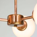 Mid-Century Modern Italian Chandelier in Copper and Opaline Glass, 1960s
