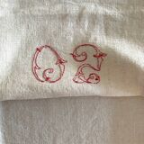 Antique natural linen sheet with OG monogram