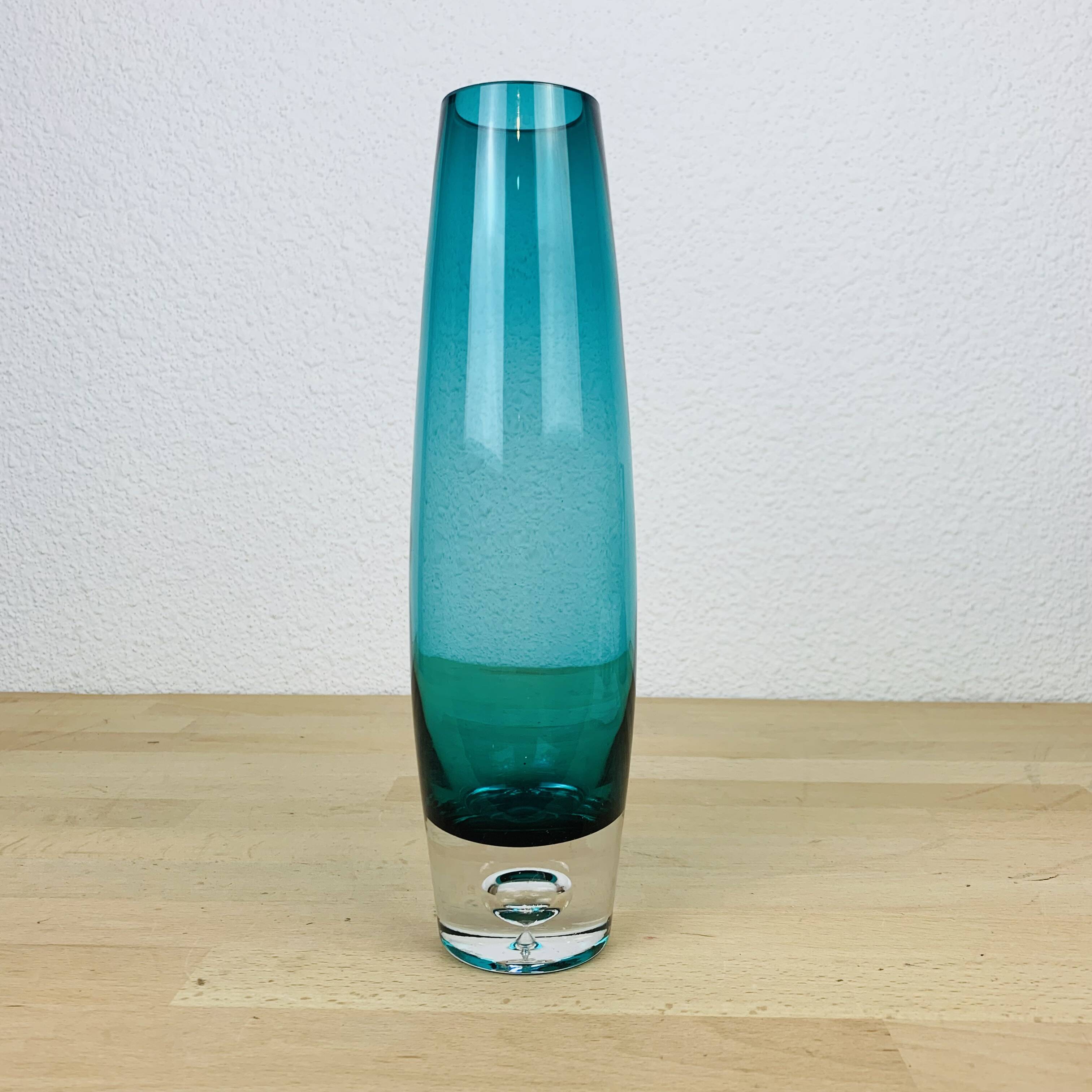 Vase scandinave verre Riihimaki, bleu