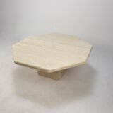 Italian travertine octagon coffee table, 1980