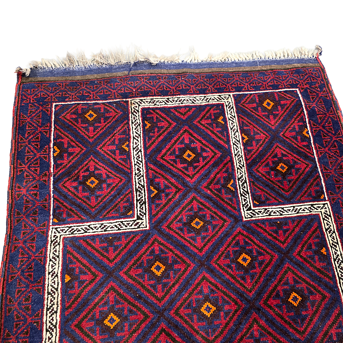 Vintage Afghan hand-knotted Wool Baluch Rug, 1970s