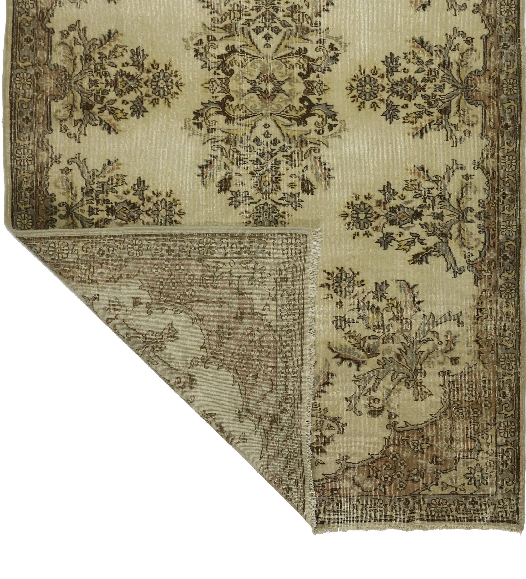 Vintage Turkish Carpet Floral Beige Brown 280 x 161 cm