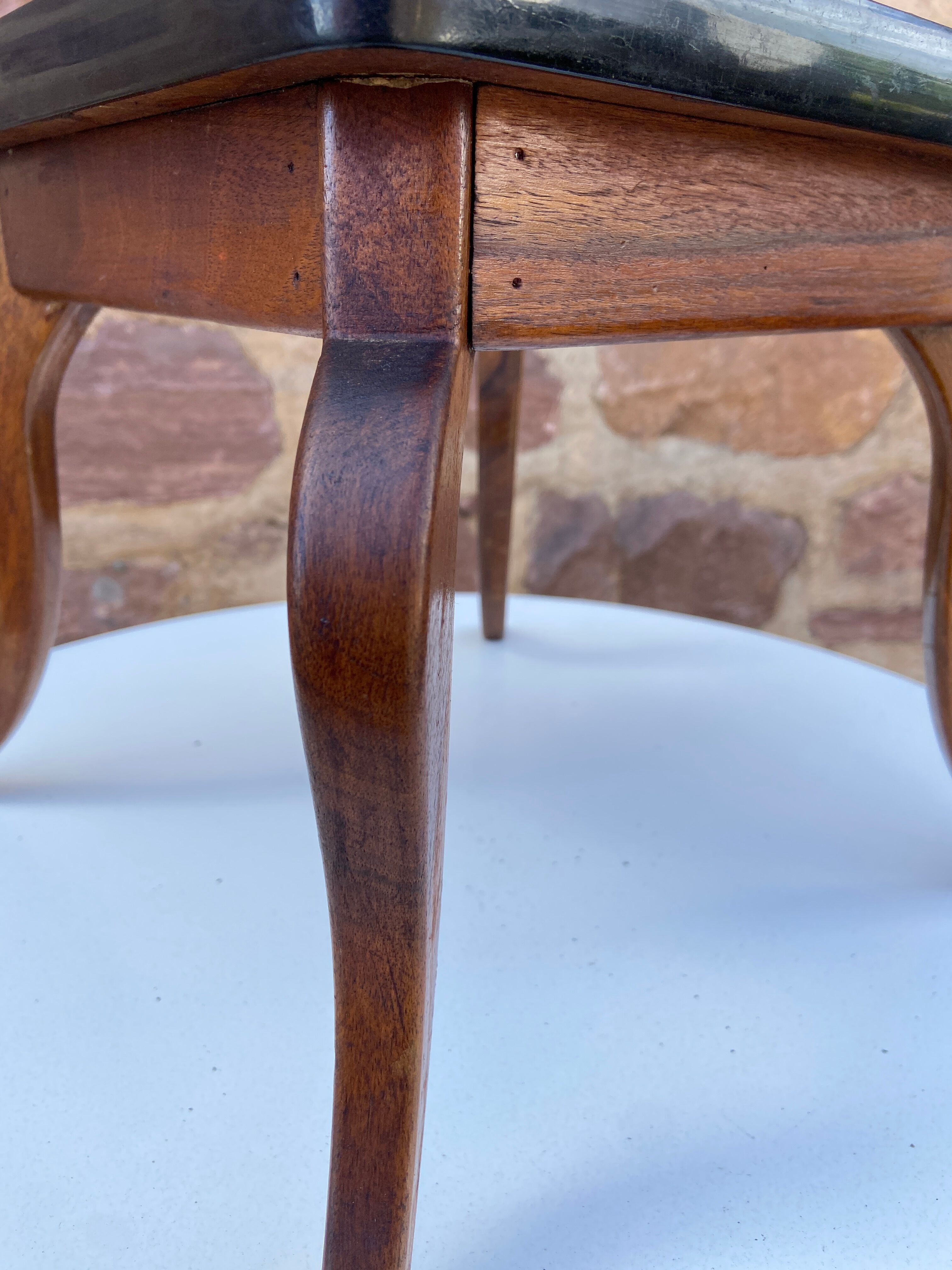 Formica pedestal table, small vintage Scandinavian coffee table, plant stand