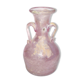 Vase amphore en verre soufflé rose irisé Murano