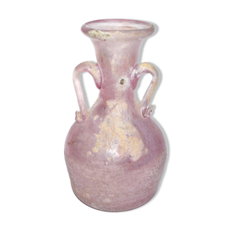 Murano Iridescent Pink Blown Glass Amphora Vase - Ancient Roman?
