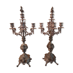 paire de chandeliers 5 feux napoleon III 19 ème
