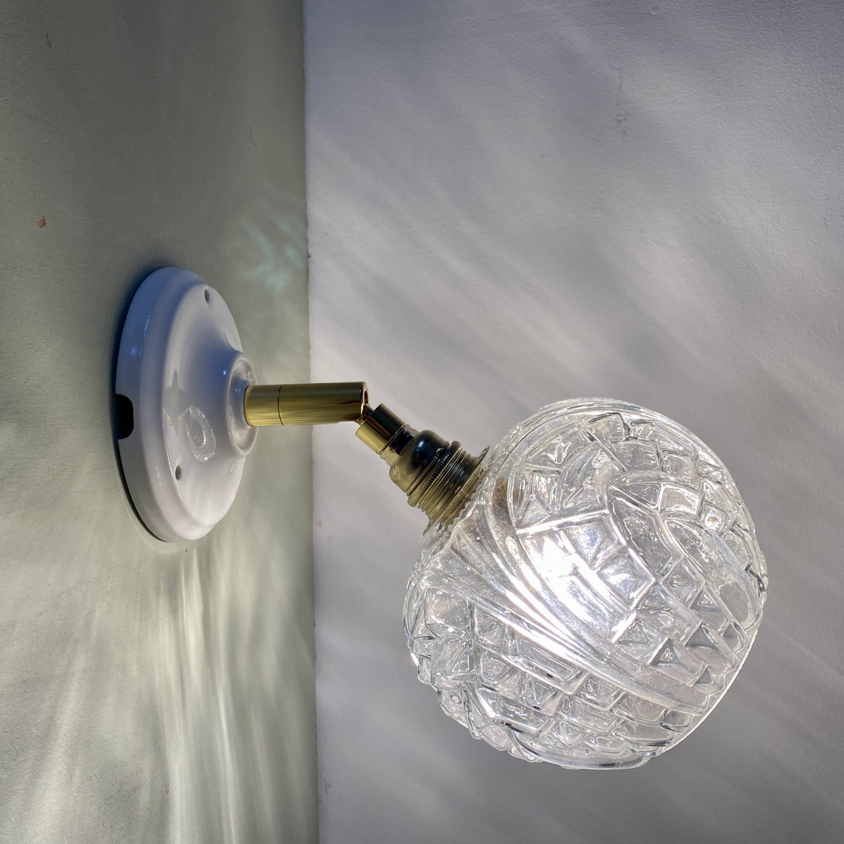 Vintage moulded glass globe wall light