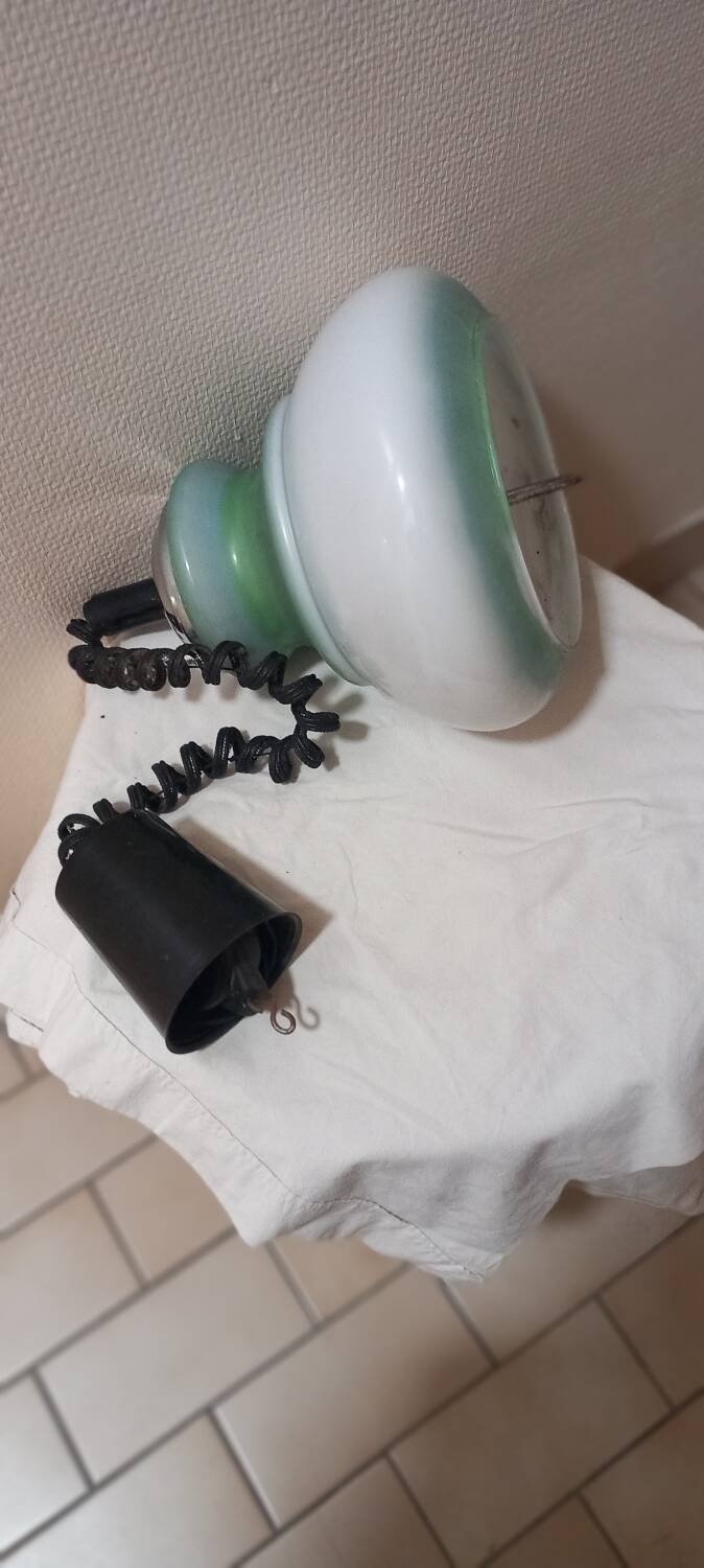 Vintage white and green opaline pendant light