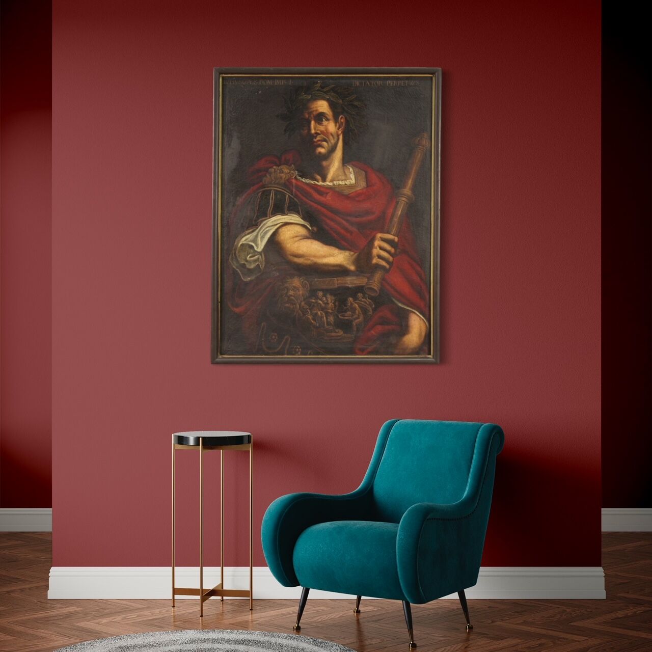 Rare tableau italien représentant Jules César du XVIIe siècle