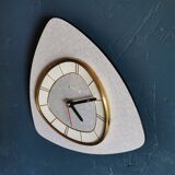Vintage formica clock asymmetrical silent wall clock "Bayard silver grey"