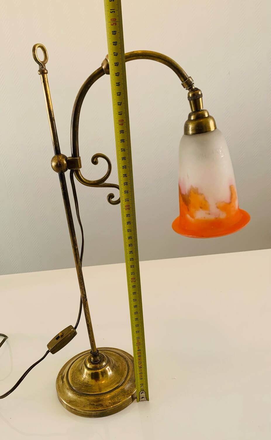 Antique desk lamp - Tulip glass paste signed Muller Frères